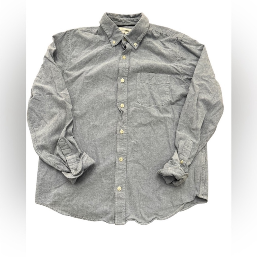 Aeropostale Men M Gray Button-Up Shirt